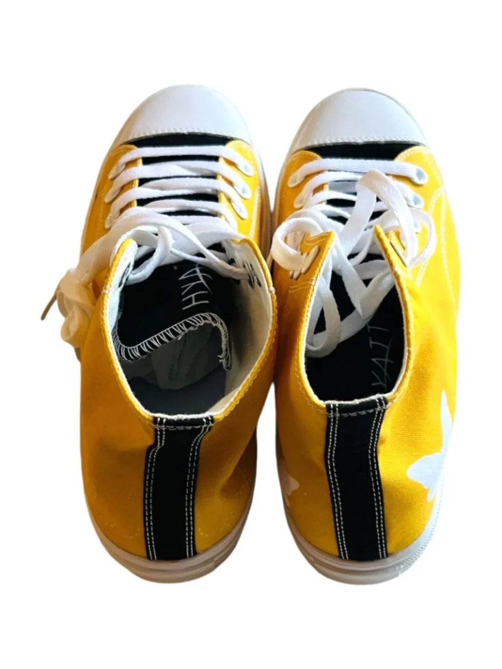 Mohamed Ali Yellow Canvas High Top Shoes - Women's Size 8 - Bee / Butterfly  NEW - Picture 7 of 7